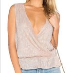ANINE BING  Draped Top Metallic Rose size XS Tank Sleeveless‎ Chic Beige Glitter Photo 0