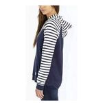 Orvis  Women's Navy Blue Stripe Cozy Hooded Pullover Size Large Photo 2