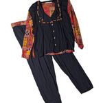 Vtg 1990s Componix Black Red Geometric Boho Top and Pants 2 Pc Set 18 Photo 0