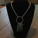 Green jade stone necklace with glass beads, 9” necklace with 3” pendant Photo 1