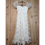 Lulus NWT  Notable Elegance White Mesh Floral Applique Bustier Midi Dress Size S Photo 4