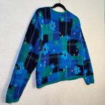 Robert Scott VTG Floral Patchwork Knitted Cotton Linen Cardigan Sweater Medium Blue Photo 6