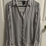 Worthington  Black and White Striped Dress Shirt Photo 0