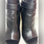 Givenchy  Elegant Sexy Black Leather Shark Lock Peep Toe Booties Size 40 Photo 6