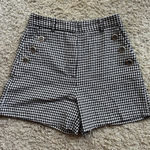 ZARA black white houndstooth shorts gold buttons high waist Photo 0