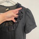 J.Crew Phoebe Ruffle Dress Solid Dark Gray Charcoal WOOL Blend Short Sleeve 2 Photo 5