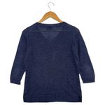 Talbots Sweater Womens Small Petite Blue Linen V Neck 3/4 Sleeve Knit Classic Photo 1