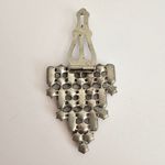 Vintage Large Dress Clip Silver tone metal clear rhinestones Photo 2