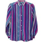 Vintage 1980s Evan Picone Pink & Purple Striped Button Down Blouse Medium Photo 3