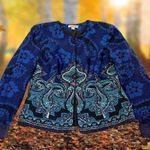 Coldwater Creek Paisley Jacquard Blue Ombre Open Lined Blazer Photo 4