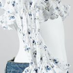 Storia Floral Smocked Tie Crop Top Ruffle Sleeves Woman's Small NEW! Photo 3