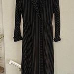 Chetta B Vintage Sherrie Bloom Menswear Pinstripe Dress Collared Wrap Midi Boss Photo 0