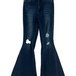 Ymi  Gigi Fit Flared Jeans Womens 3 Blue Denim Cotton Stretch High Rise Raw Hem Photo 0