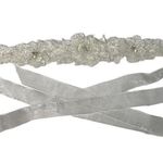 Ivory Beaded Bridal Sash Floral Lace Appliqué 72” White Photo 0