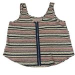 Bjewel MEDIUM Aztec Tribal Print Scoop Neck Exposed Back Zipper Round Hem Tank Pink Photo 8