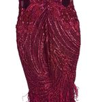 PORTIA AND SCARLETT Red Glitter Feather Gown Dress with Train PS21228 Size Size 0 Photo 4
