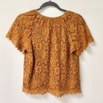 J.Crew  Floral Short Sleeve Keyhole Neck Lace Blouse Top Deep Copper Women's XS Photo 3