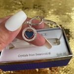 Brilliance Blue Heart Charm Bangle Bracelet W/ Swarovski Crystals Photo 3