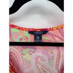 CHAPS  Faux Wrap Dress Womens XL Red Vibrant Paisley Print Polyester Belt‎ Photo 4