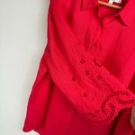 Chico's Chico’s 100% Linen Eyelet Sleeve Button Down Shirt Top Sz 18 Coral Red Photo 10