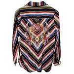 Savannah Jane Women Embroidery Striped Red Shirt Sz S Indie Retro Bohemian Photo 4