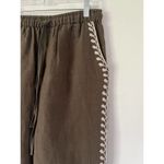 Kyla Seo Floral Embroidered Olive Green Handmade 100% Linen Pull On Pants Sz XS Photo 2