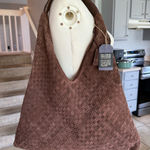 Viral tik tok Brown suede Woven Tote Bag slouchy bag Photo 0