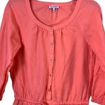 Juicy Couture Orange Linen Cotton Romper XS – Button Front, Drawstring Waist Photo 6