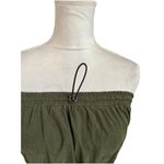 Womens Olive Green Drawstring Tube Dress Size S Cargo Pockets Back Slit Grunge Photo 2