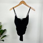 Free People NWOT Ruched Ribbed Bodysuit Size XS in Black Photo 2