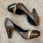 Anthropologie Miss Albright Brown and Gold Textured Heels Size 9 Photo 3