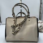 Kate Spade Satchel Crossbody Bag Snakeskin Handles Black Beige Leather Purse Photo 12