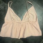 Peach 🍑 Crop Halter Top Split Deep V Neck Crinkle Texture Tie Front Tops Orange Size M Photo 5