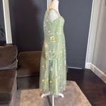 Green Long Sleeve Prom Party Dress Embroidered Flowers & Butterflies Size 12 Green Photo 2
