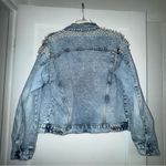 Pearl Embellished Denim Jacket Blue Size M Photo 1