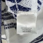 Mi Ami White Blue 100% Cotton Textured 3/4 Sleeve Tiered Mini Dress Photo 6