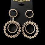 Christian Sirianio NWT-CHRISTIAN SIRIANO Stunning silver tone earrings covered in clear rhinestones, three hoops, brand new, never worn  Photo 2