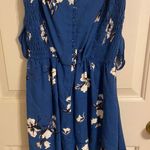 Impressions Blue Floral Off The Shoulder Romper Photo 3