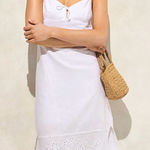 J.Crew NWT Eyelet Midi Dress Linen-cotton Blend White Photo 0