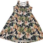 LASCANA Dress Womens 8 Navy Blue Floral Strappy Crisscross Back A Photo 3