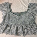 American Eagle Women Blue Ruffle Sleeve Babydoll Blouse Size Large Photo 1