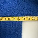 Laura Ashley Vtg  Mohair Sweater Blue Turtleneck Open Knit Crop Preppy Ski Soft L Photo 6