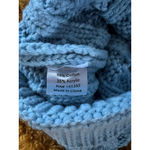 Women's Winter Collection Blue Cable Knit Beanie Hat with Brown Pom One Size Photo 2