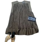 Anthropologie  Cap-Sleeve Green Plissé Mi Dress Large Photo 0