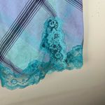 Victoria's Secret Victoria’s Secret Blue & Purple Plaid Lace Trim Slit Leg Teddy Nighty Slip Dress Photo 5