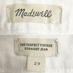 Madewell Perfect Vintage Straight Jeans Size 29 Tile White Ripped Knee Raw Hem Photo 10