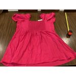 The Drop Nala twist front Hot Pink 100% Linen Mini Dress Puff Sleeve Smocked 5X Photo 1