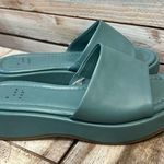 A New Day Carlita Wedge Platform Slide Sandals Blue Green Minimalist Size 6 Photo 0