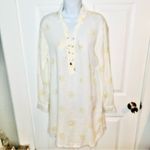 Cynthia Rowley  Cream Yellow Sun Moon Linen Swim Coverup Tunic Shirt Dress S Photo 3