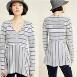Maeve Eliza Henley Babydoll Tunic XS White Striped Long Sleeve Casual‎ Photo 1